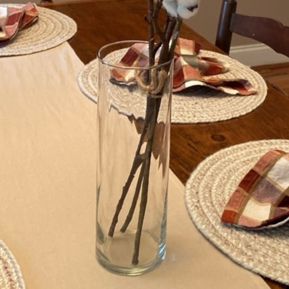 Vintage Clear Swirl Glass Cylinder 10.5” Vase